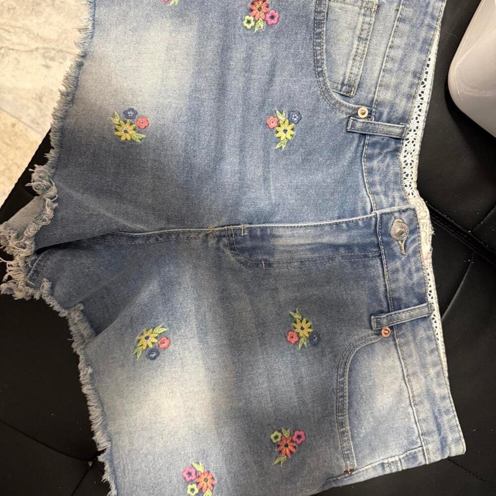 Project rebel blue denim shorts